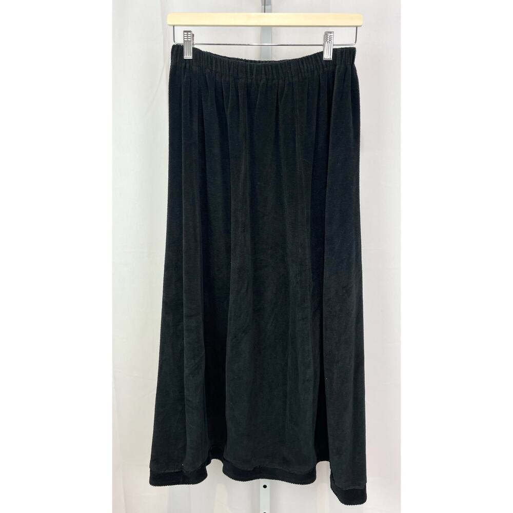 STUDIO 90 Vintage  Sz 3 Approx. M Lantern Hem Long Skirt Ribbed Velour Black
